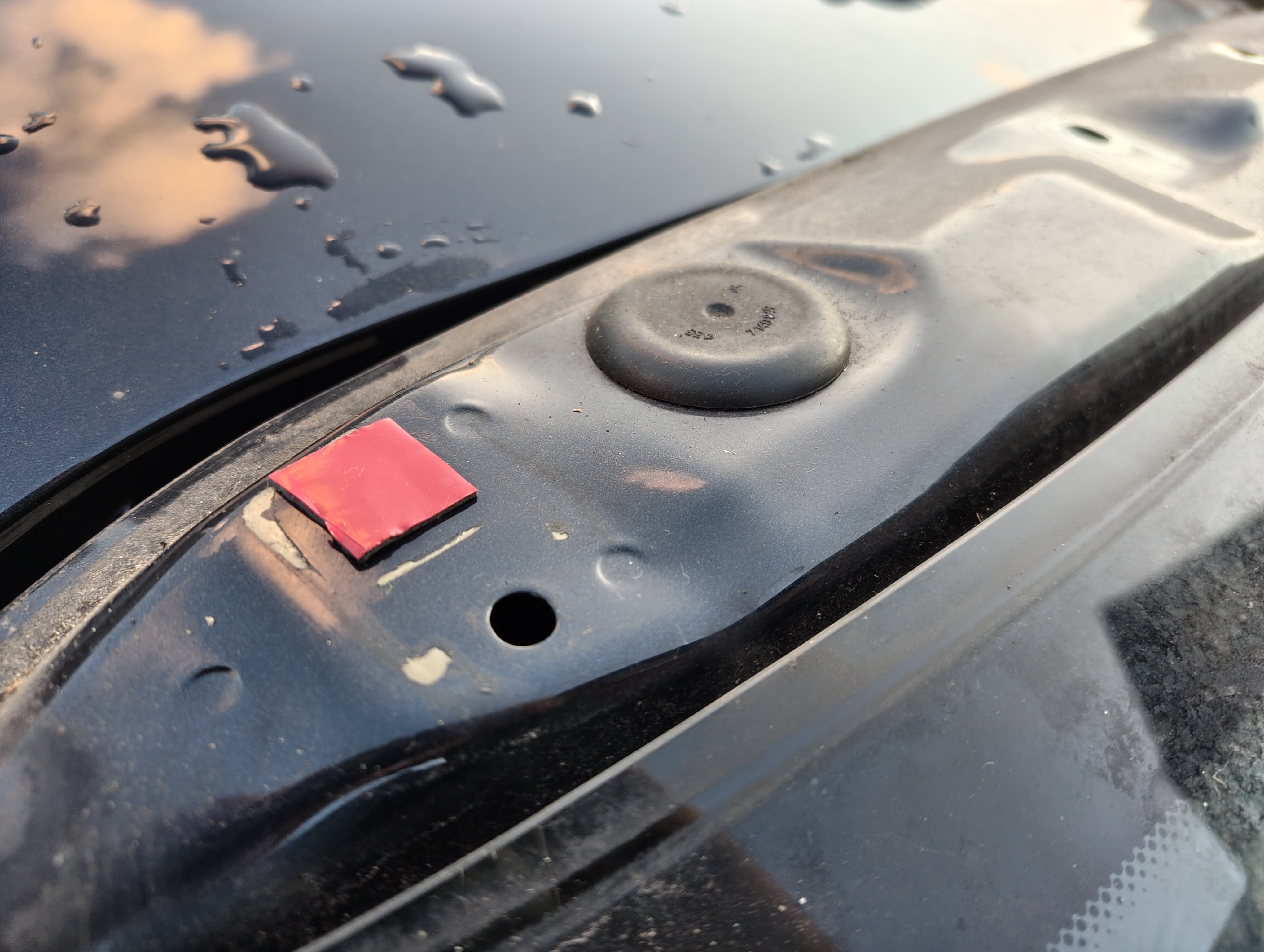 One hole covered with exterior tape